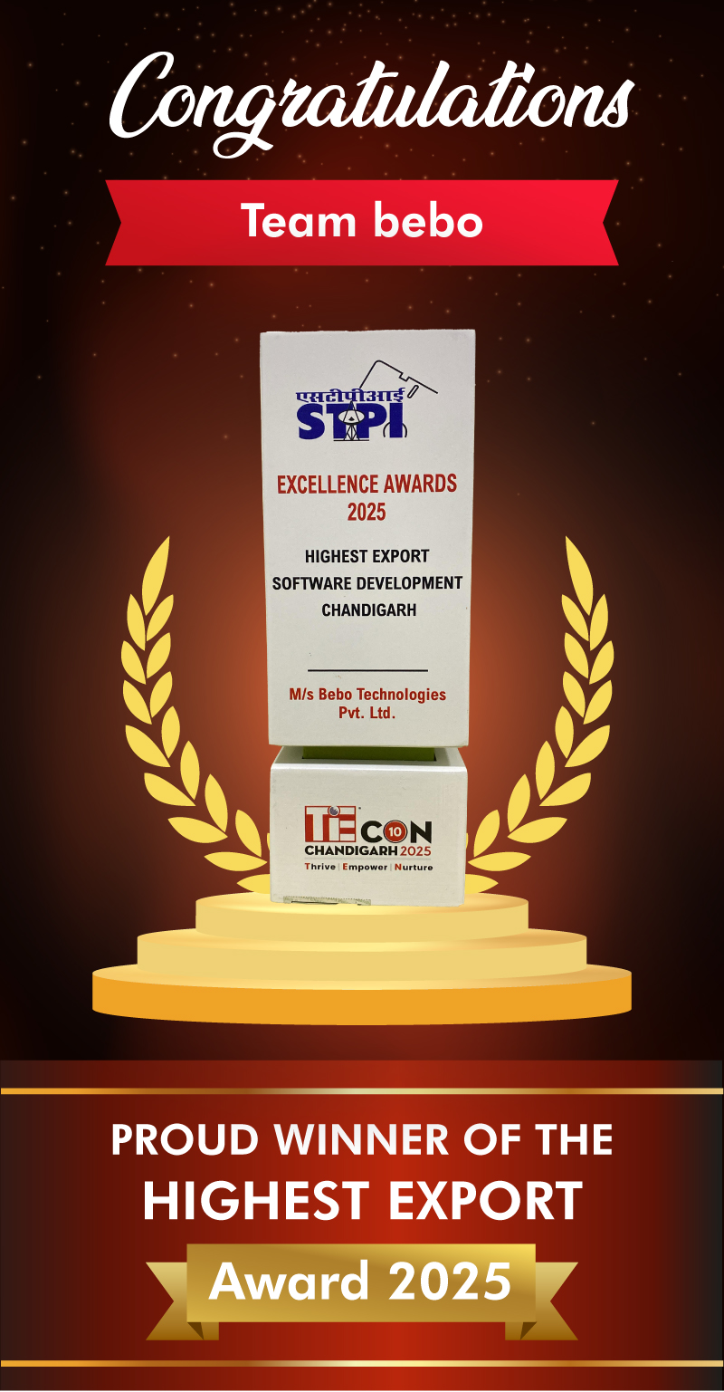 bebo Technologies - Proud Winner of Highest Export in Software Development 2025 bebo Technologies - Proud Winner of Highest Export in Software Development 2025